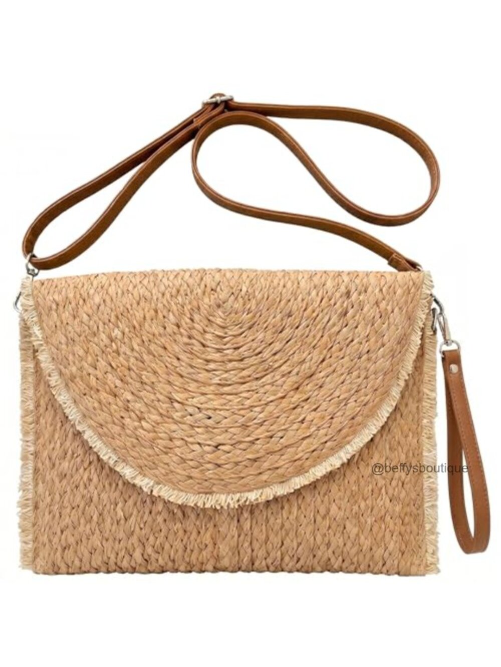 Handwoven Natural Straw Clutch Crossbody Bag for Women
